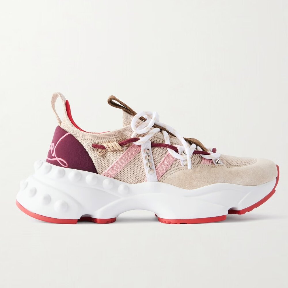 Christian Louboutin TRAILNRUN DONNA Flat Spike Stretch Sneakers Shoes